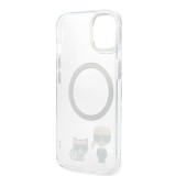 iPhone 13 Case Hülle - Karl Lagerfeld und Choupette duo gel rigide mit MagSafe in silber - Transparent