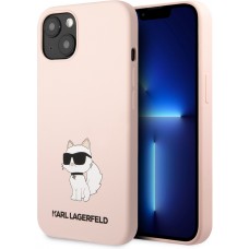 Coque iPhone 13 - Karl Lagerfeld silicone soft touch Choupette - Rose clair