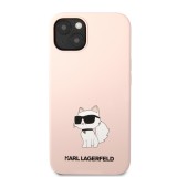 Coque iPhone 13 - Karl Lagerfeld silicone soft touch Choupette - Rose clair