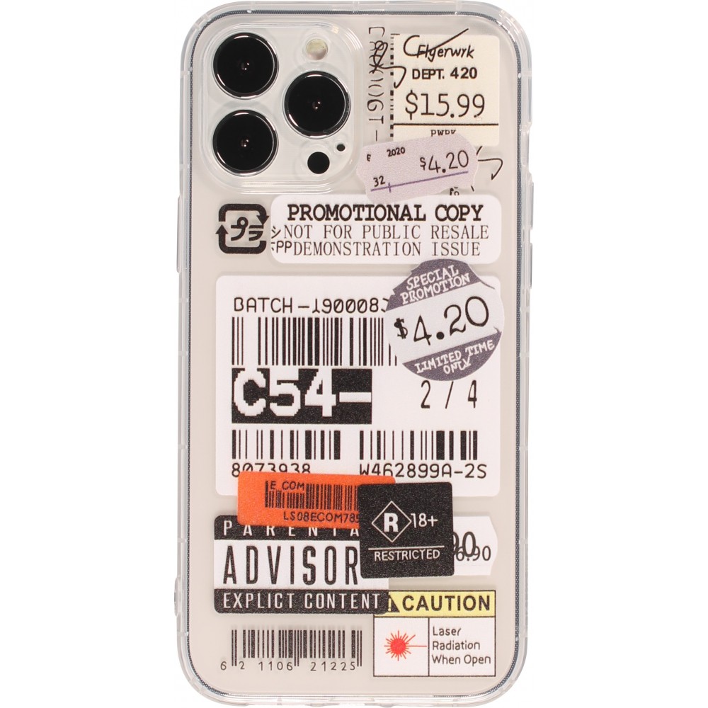 iPhone 12 Pro Max Case Hülle - Aufkleber Vintage Sticker Price-tag collage - Transparent