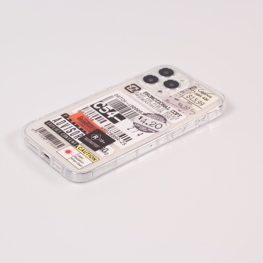 iPhone 12 Pro Max Case Hülle - Aufkleber Vintage Sticker Price-tag collage - Transparent