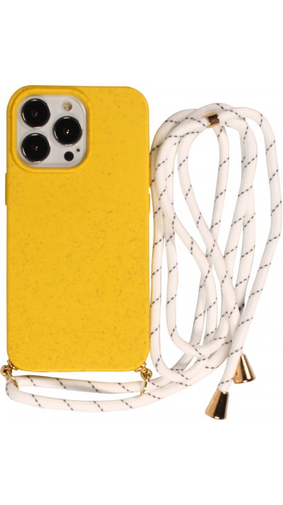 Coque iPhone 14 Pro - Bio Eco-Friendly nature avec cordon collier jaune