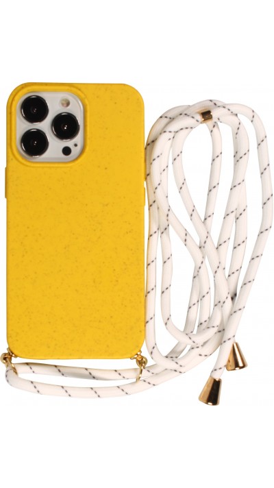Coque iPhone 16e - Bio Eco-Friendly nature avec cordon collier jaune