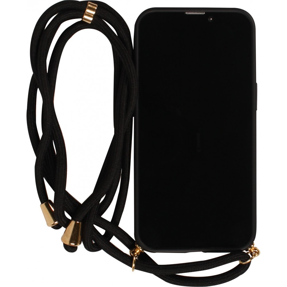 iPhone 14 Pro Case Hülle - Bio Eco-Friendly Vegan mit Handykette Necklace - Schwarz