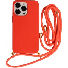 iPhone 14 Pro Max Case Hülle - Bio Eco-Friendly Vegan mit Handykette Necklace - Rot