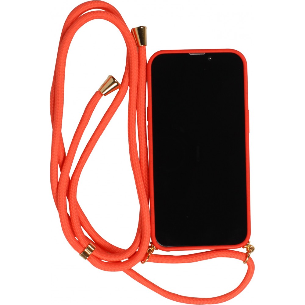 iPhone 14 Pro Max Case Hülle - Bio Eco-Friendly Vegan mit Handykette Necklace - Rot