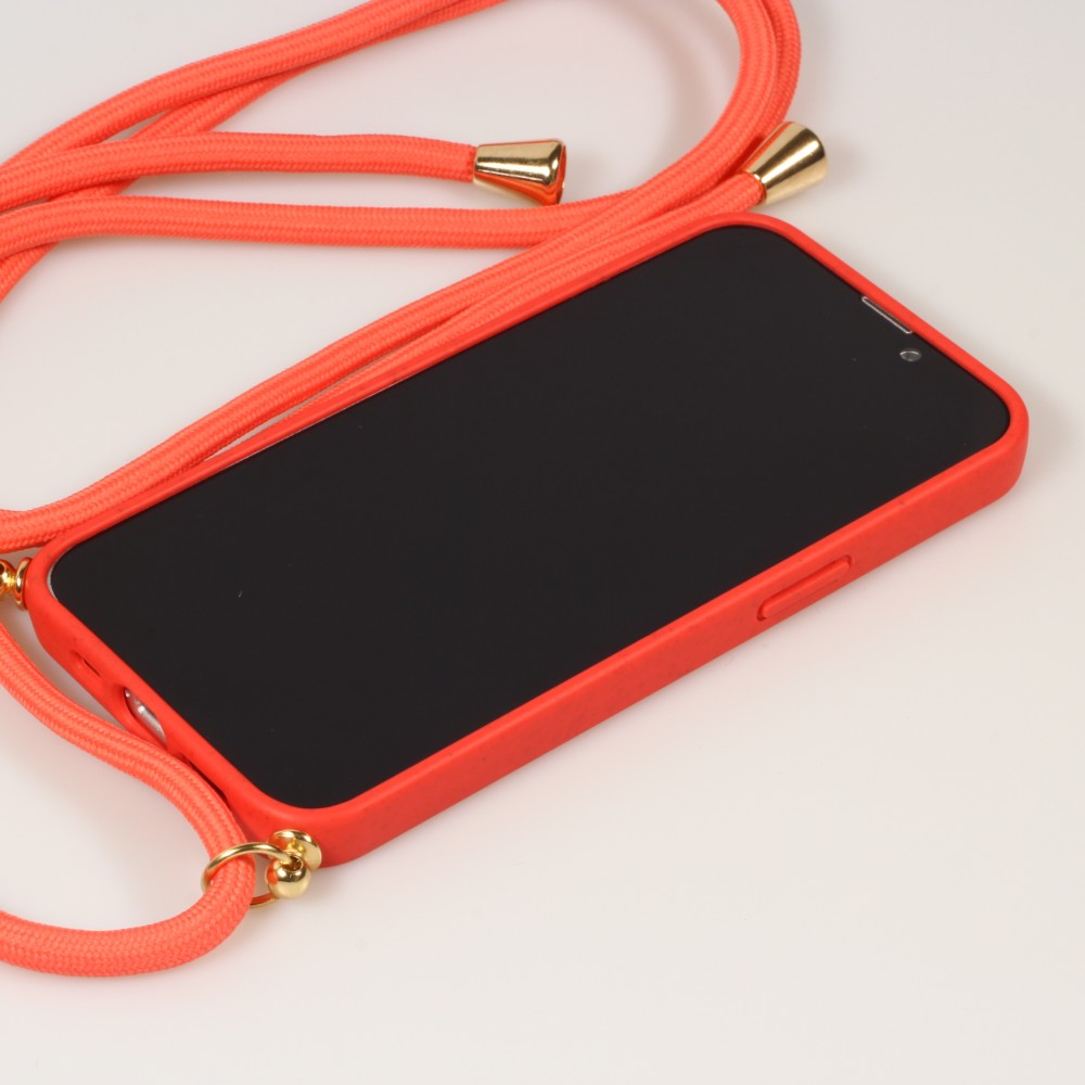 iPhone 14 Pro Max Case Hülle - Bio Eco-Friendly Vegan mit Handykette Necklace - Rot