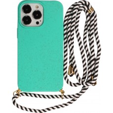 iPhone 14 Pro Case Hülle - Bio Eco-Friendly Vegan mit Handykette Necklace - Türkis