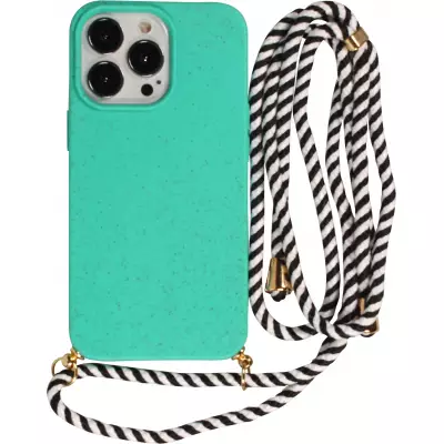 Coque iPhone 16 Pro - Bio Eco-Friendly nature avec cordon collier - Turquoise