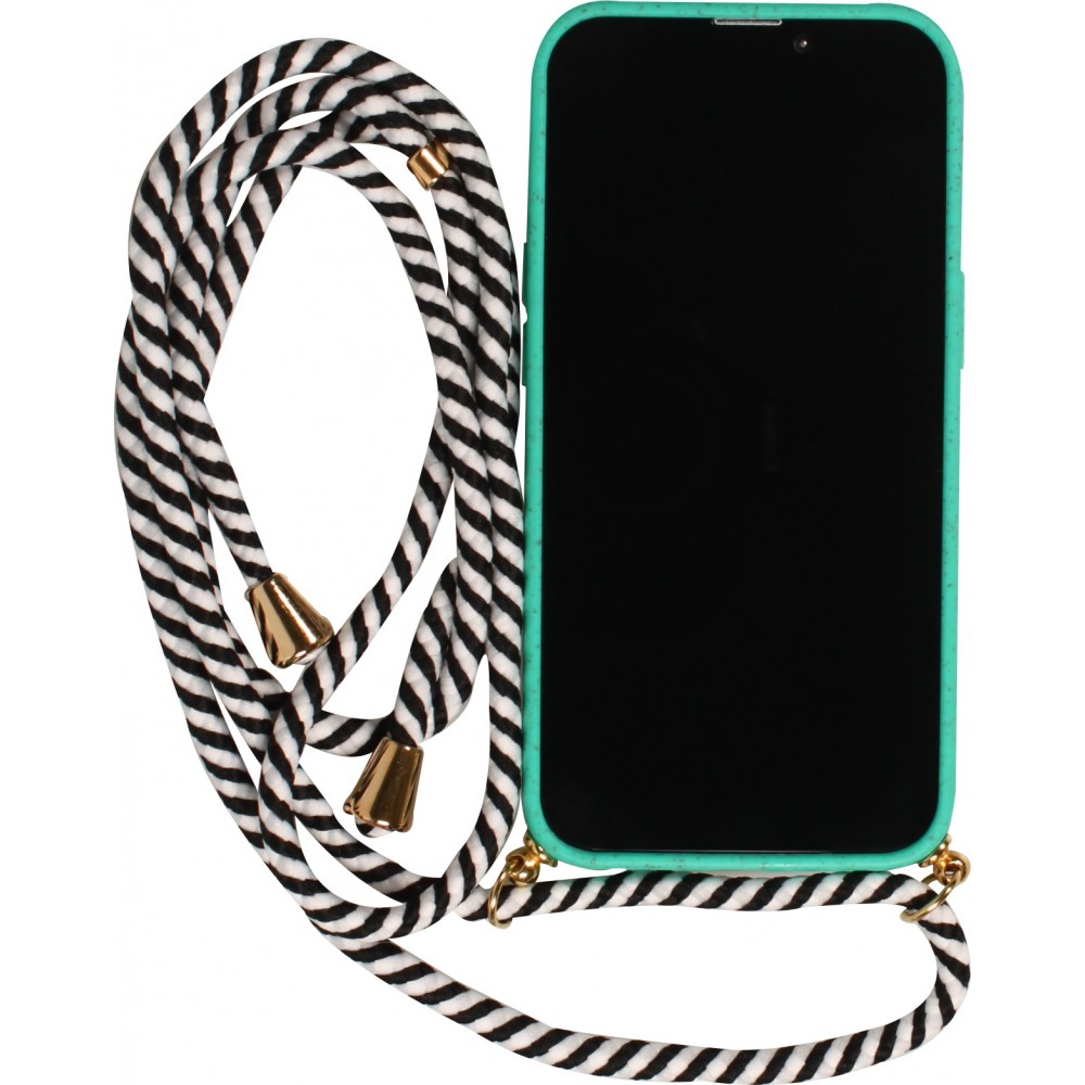 Coque iPhone 15 Pro Max - Bio Eco-Friendly nature avec cordon collier - Turquoise