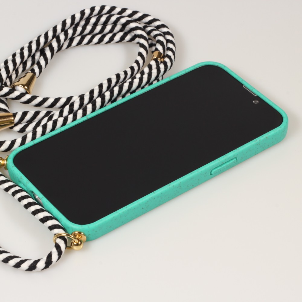 iPhone 14 Pro Case Hülle - Bio Eco-Friendly Vegan mit Handykette Necklace - Türkis