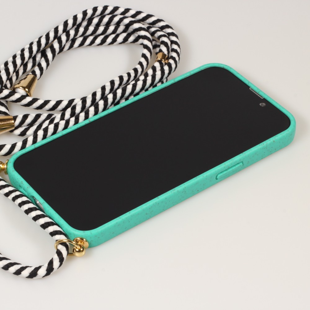 Coque iPhone 15 Pro Max - Bio Eco-Friendly nature avec cordon collier - Turquoise