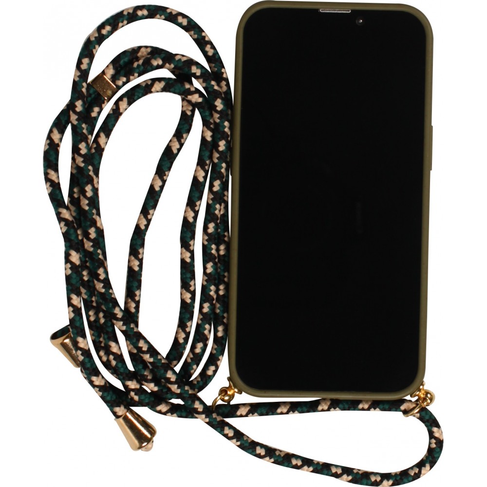 iPhone 15 Pro Max Case Hülle - Bio Eco-Friendly Vegan mit Handykette Necklace - Dunkelgrün
