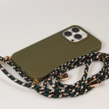 iPhone 15 Pro Case Hülle - Bio Eco-Friendly Vegan mit Handykette Necklace - Dunkelgrün