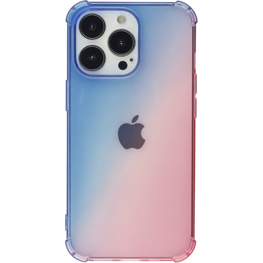 Coque iPhone 13 Pro - Bumper Rainbow Silicone anti-choc avec bords protégés -  bleu - Rose