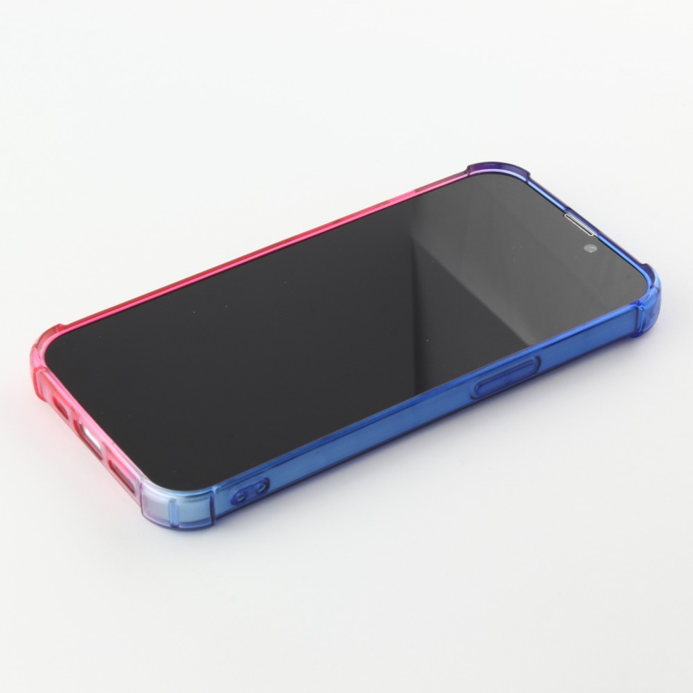 iPhone 13 Pro Max Case Hülle - Gummi Bumper Rainbow mit extra Schutz für Ecken Antischock - bleu - Rosa