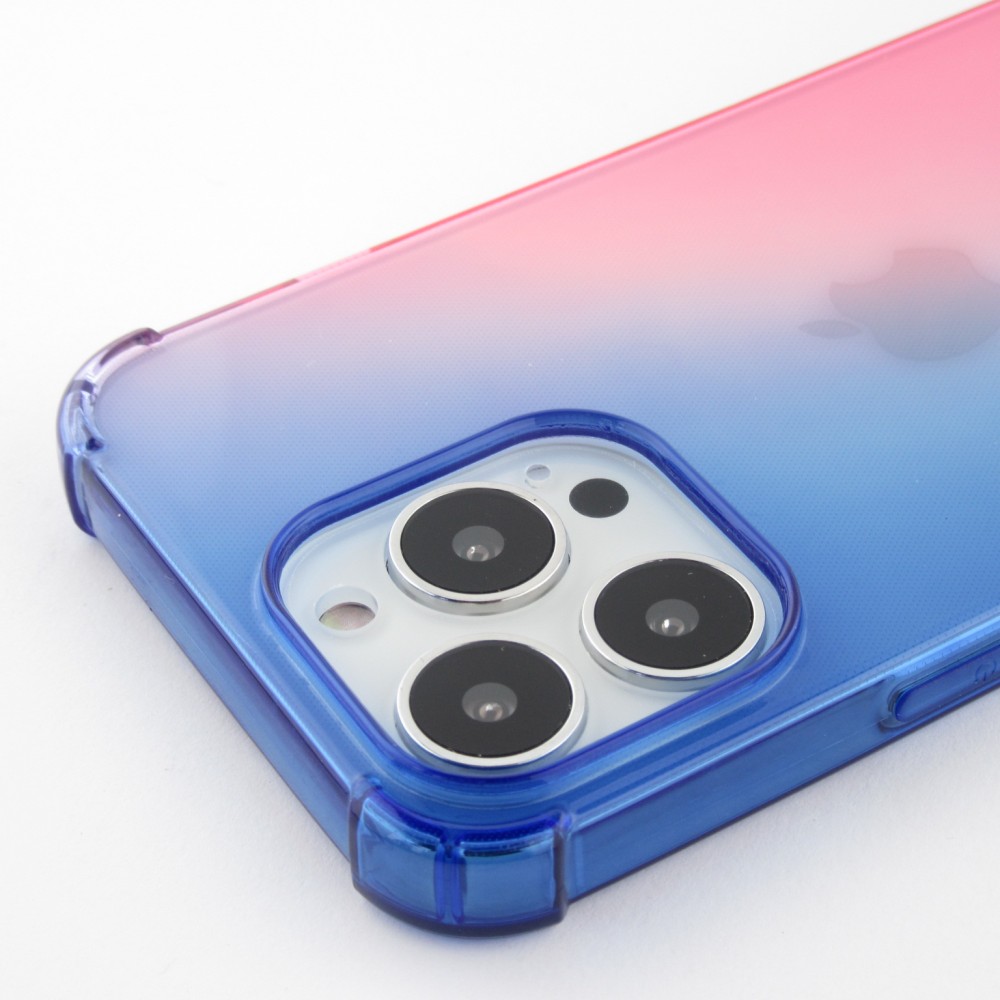 iPhone 13 Pro Max Case Hülle - Gummi Bumper Rainbow mit extra Schutz für Ecken Antischock - bleu - Rosa