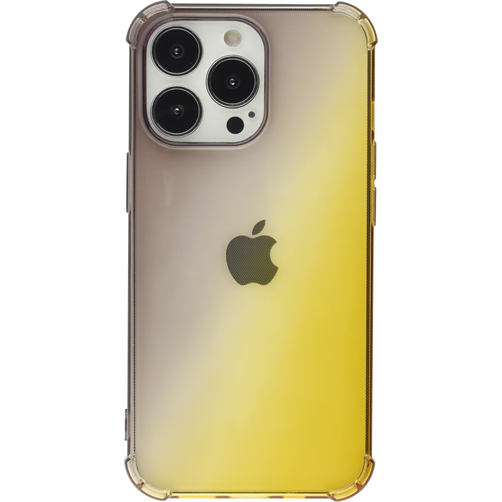 Coque iPhone 13 Pro - Bumper Rainbow Silicone anti-choc avec bords protégés -  brun jaune