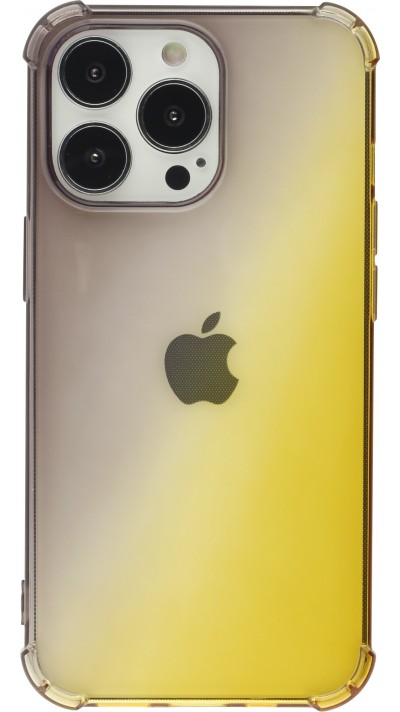 iPhone 14 Pro Max Case Hülle - Gummi Bumper Rainbow mit extra Schutz für Ecken Antischock - braun - Gelb