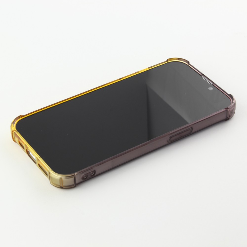Coque iPhone 13 Pro - Bumper Rainbow Silicone anti-choc avec bords protégés -  brun jaune