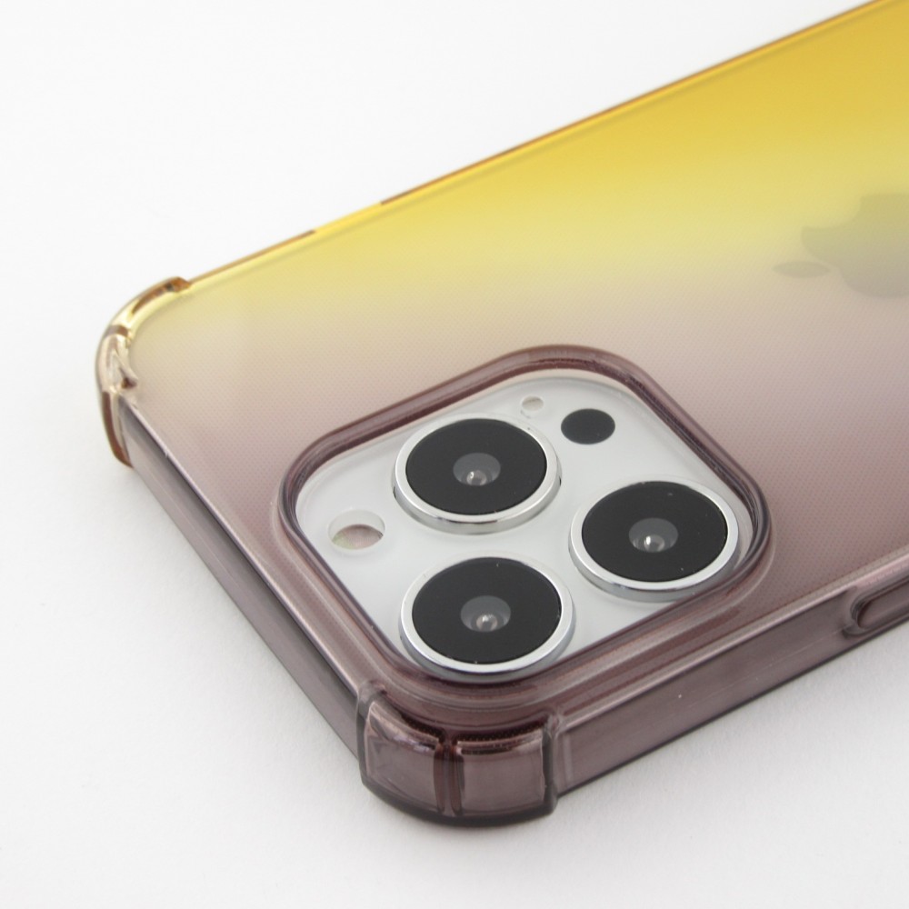 Coque iPhone 13 Pro - Bumper Rainbow Silicone anti-choc avec bords protégés -  brun jaune