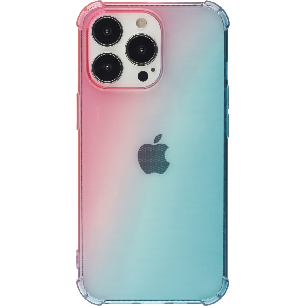 Coque iPhone 15 Pro Max - Bumper Rainbow Silicone anti-choc avec bords protégés -  rose - Bleu