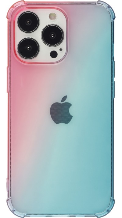 iPhone 15 Pro Max Case Hülle - Gummi Bumper Rainbow mit extra Schutz für Ecken Antischock - rosa blau
