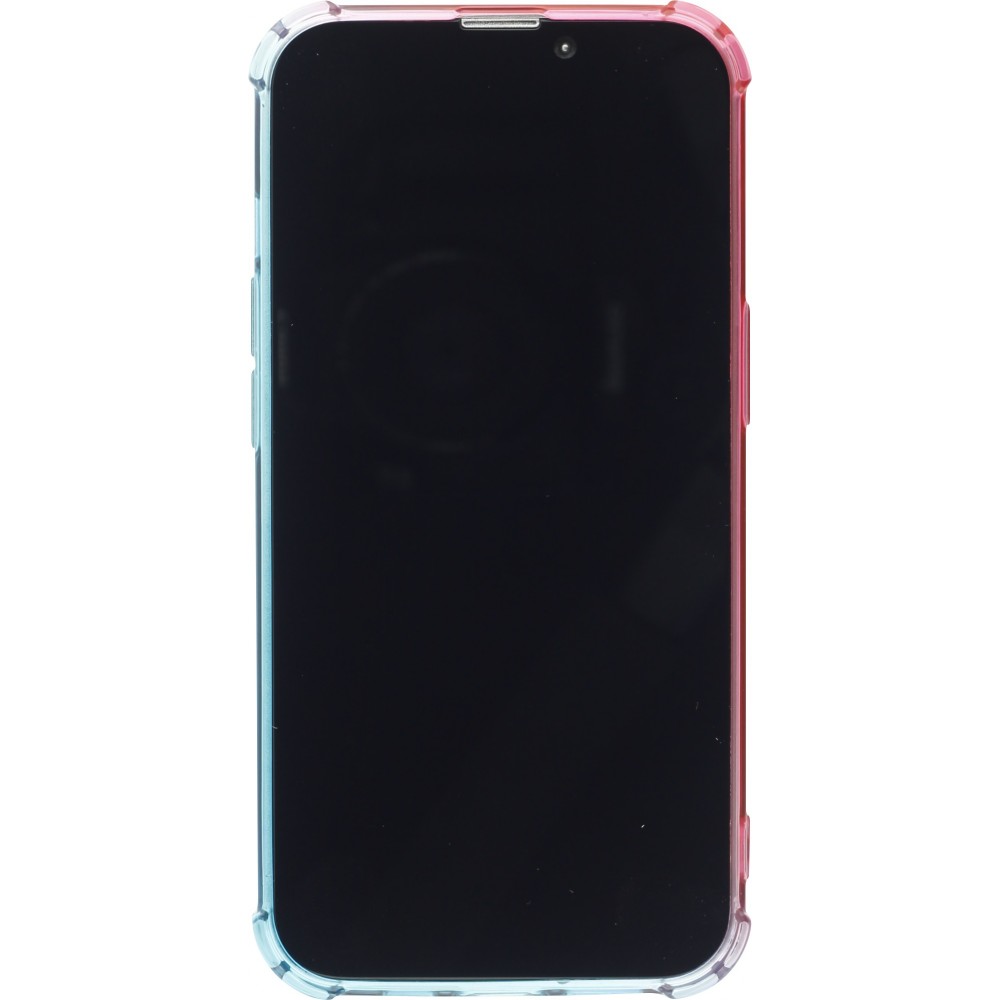 Coque iPhone 15 Pro Max - Bumper Rainbow Silicone anti-choc avec bords protégés -  rose - Bleu