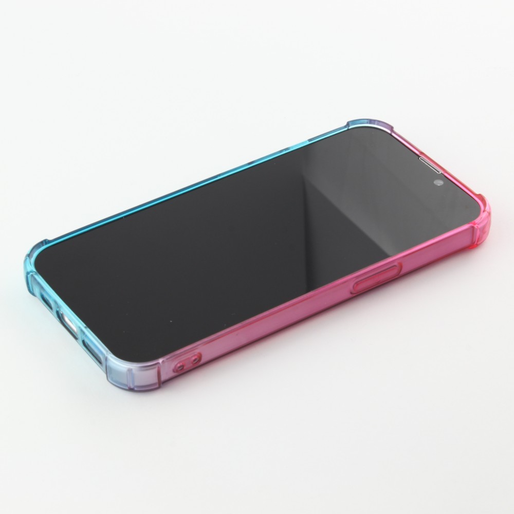 Coque iPhone 15 Pro Max - Bumper Rainbow Silicone anti-choc avec bords protégés -  rose - Bleu