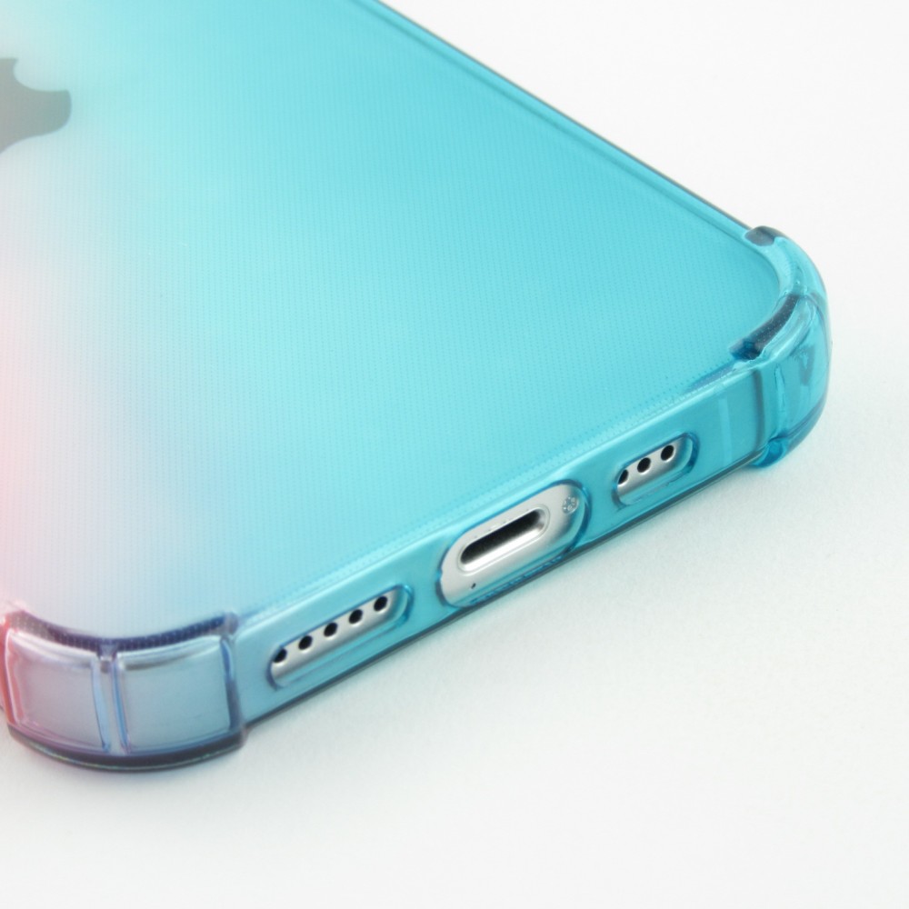 Coque iPhone 15 Pro Max - Bumper Rainbow Silicone anti-choc avec bords protégés -  rose - Bleu