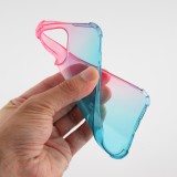 Coque iPhone 15 Pro Max - Bumper Rainbow Silicone anti-choc avec bords protégés -  rose - Bleu