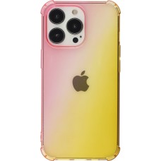 Coque iPhone 15 Pro Max - Bumper Rainbow Silicone anti-choc avec bords protégés -  rose jaune
