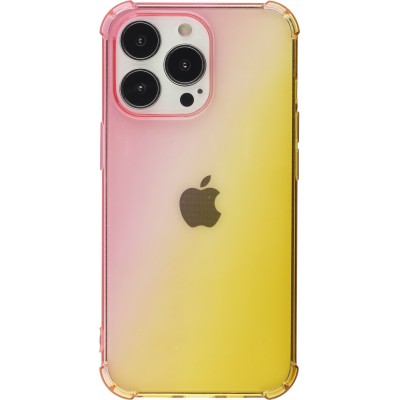 Coque iPhone 15 Pro Max - Bumper Rainbow Silicone anti-choc avec bords protégés -  rose jaune