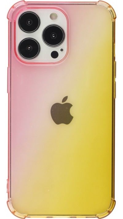 Coque iPhone 15 Pro - Bumper Rainbow Silicone anti-choc avec bords protégés -  rose jaune