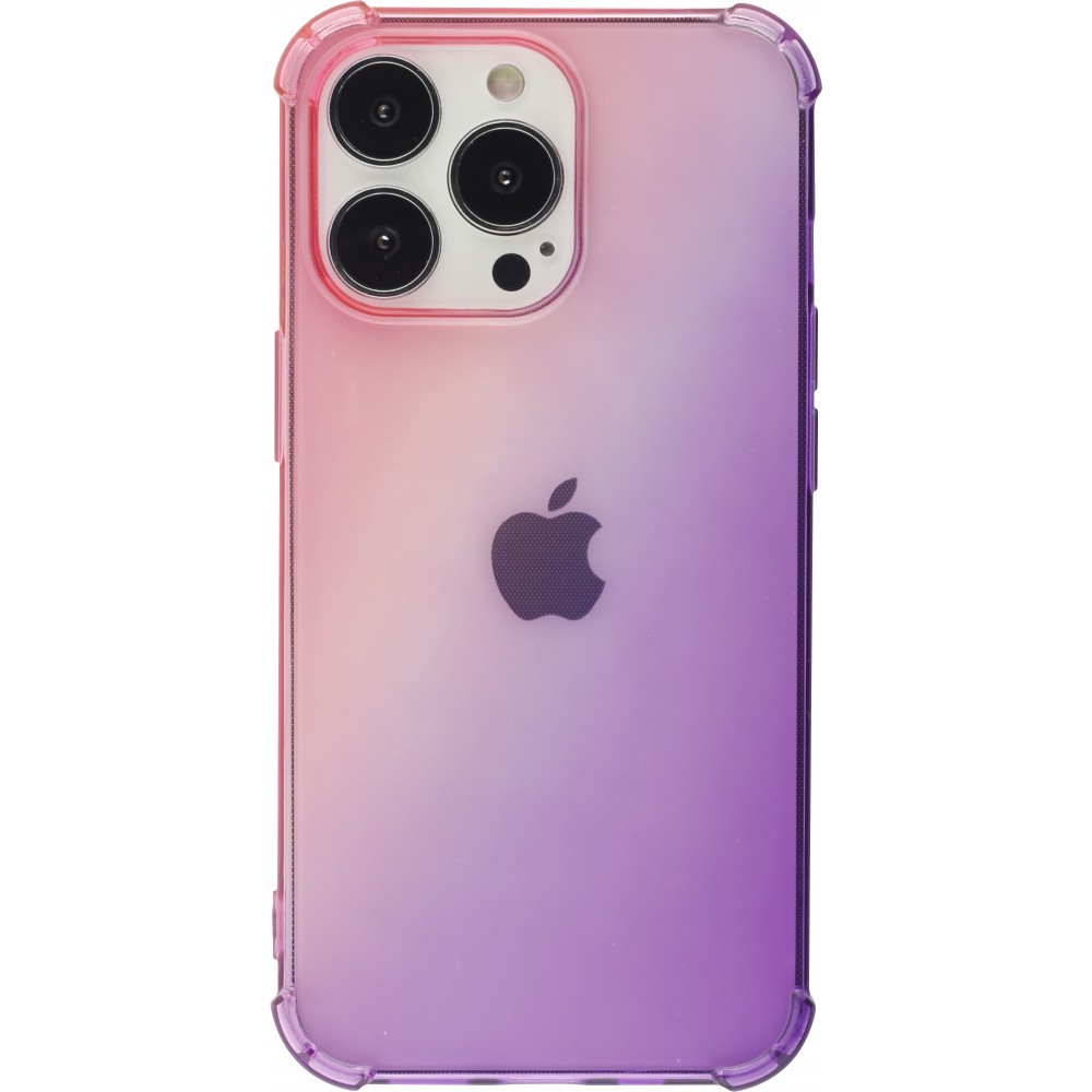 Coque iPhone 15 Pro - Bumper Rainbow Silicone anti-choc avec bords protégés -  rose - Violet