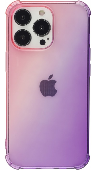 iPhone 14 Pro Case Hülle - Gummi Bumper Rainbow mit extra Schutz für Ecken Antischock - rosa - Violett