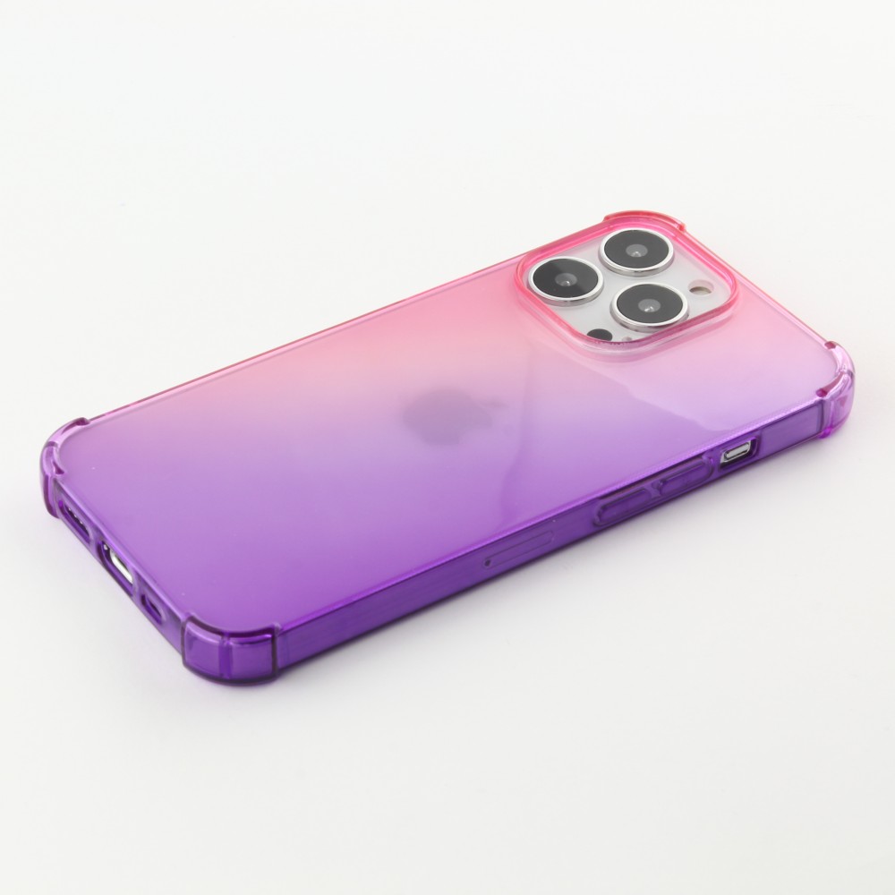 Coque iPhone 15 Pro - Bumper Rainbow Silicone anti-choc avec bords protégés -  rose - Violet