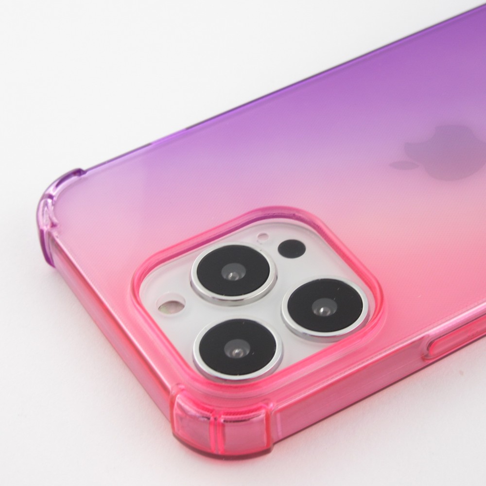 Coque iPhone 15 Pro Max - Bumper Rainbow Silicone anti-choc avec bords protégés -  rose - Violet