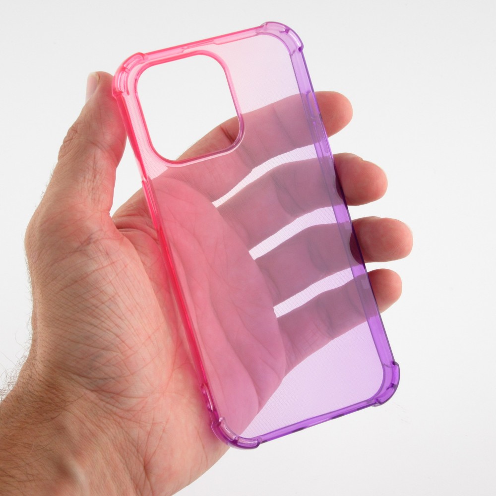 Coque iPhone 15 Pro Max - Bumper Rainbow Silicone anti-choc avec bords protégés -  rose - Violet