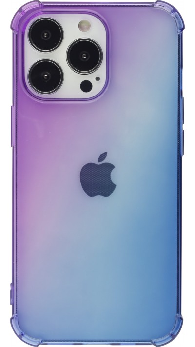 iPhone 15 Pro Case Hülle - Gummi Bumper Rainbow mit extra Schutz für Ecken Antischock - violett blau