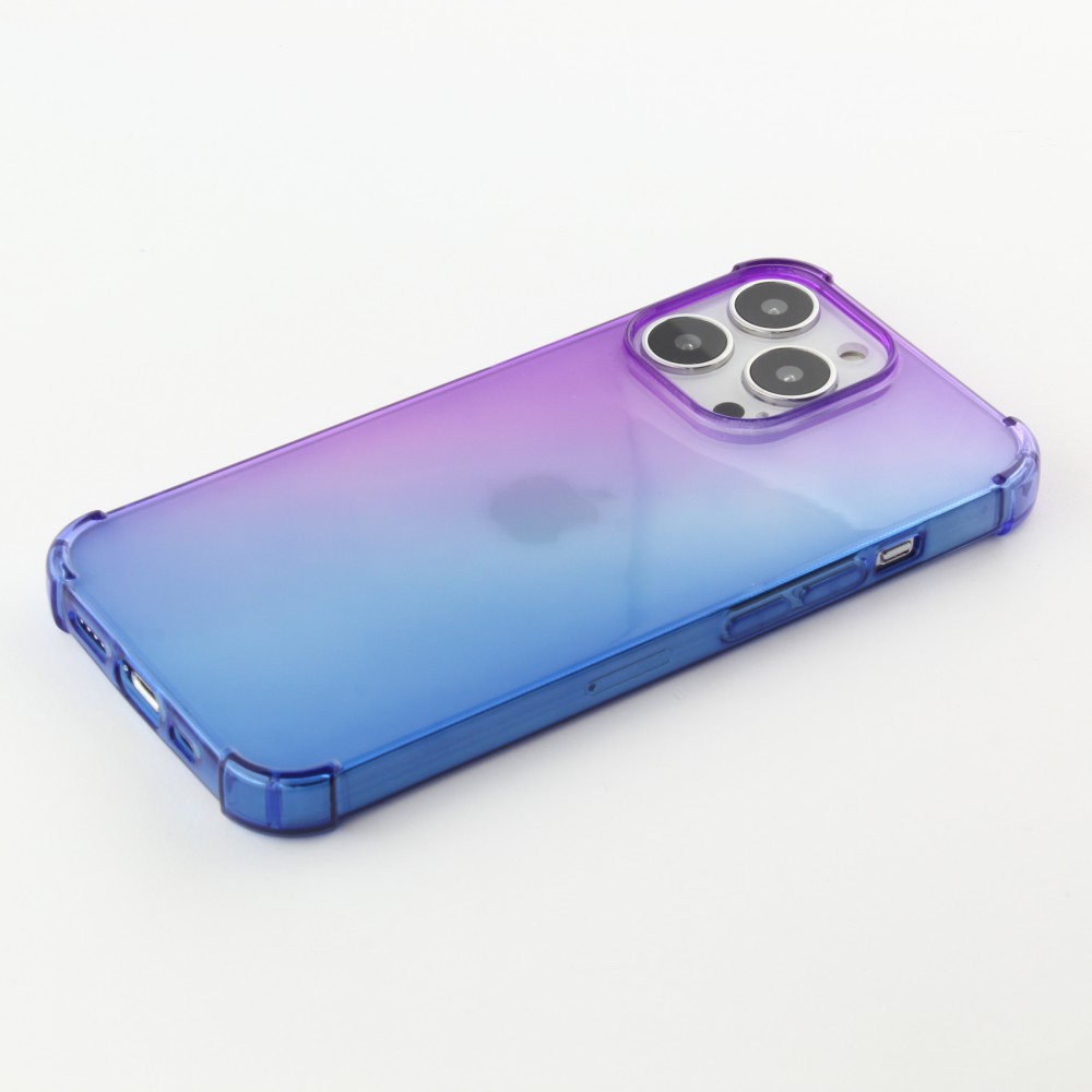 iPhone 14 Pro Max Case Hülle - Gummi Bumper Rainbow mit extra Schutz für Ecken Antischock - violett blau