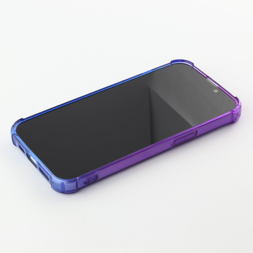 iPhone 14 Pro Max Case Hülle - Gummi Bumper Rainbow mit extra Schutz für Ecken Antischock - violett blau