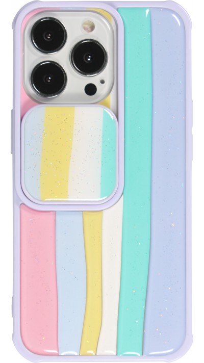 iPhone 13 Pro Case Hülle - Kamera vertikale Klappe Regenbogen - Violett