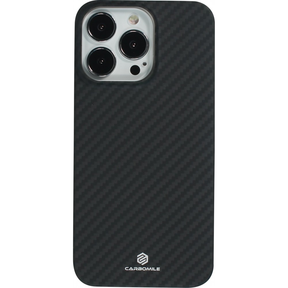 Coque iPhone 14 Pro - Carbomile case de protection en fibre de carbone aramide véritable - Noir