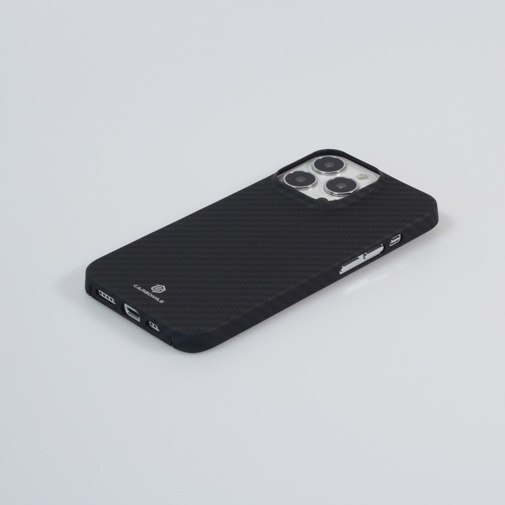 iPhone 14 Pro Case Hülle - Carbomile Schutzcase aus echtem Aramid Carbonfaser - Schwarz