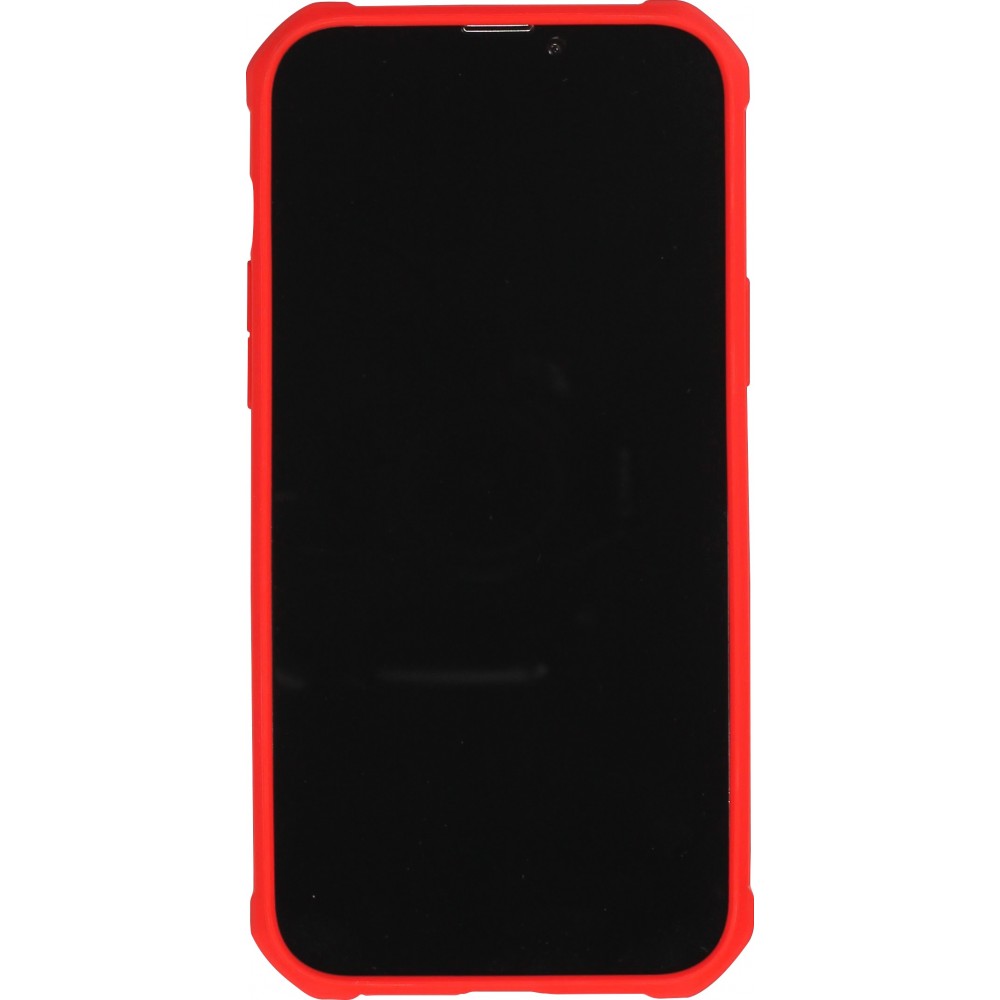 Coque iPhone 14 Pro Max - Cover Military Élite avec dos en carbone semi-transparent - Rouge