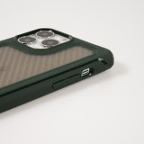 iPhone 14 Pro Case Hülle - Military Elite kompakt Cover mit semi-transparentem Carbon Rücken - Dunkelgrün