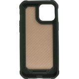 iPhone 14 Pro Case Hülle - Military Elite kompakt Cover mit semi-transparentem Carbon Rücken - Dunkelgrün