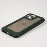 iPhone 14 Pro Case Hülle - Military Elite kompakt Cover mit semi-transparentem Carbon Rücken - Dunkelgrün