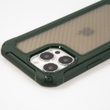 iPhone 14 Pro Case Hülle - Military Elite kompakt Cover mit semi-transparentem Carbon Rücken - Dunkelgrün
